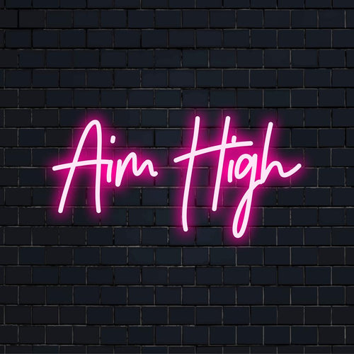 Lebendiges „Aim High“-LED-Neonschild; perfekt für die Dekoration zu Hause oder im Büro, kombiniert motivierende Kunst mit dem Charme hellen Neonlichts.