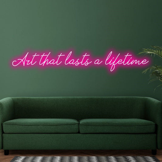 Custom LED neon sign by Art Neon, perfect for vibrant home decor, offering a lasting artistic glow.