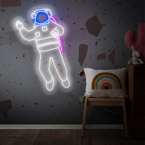 „Astronauten-Neonschild“ – Ein kosmisches Neonlicht mit der ikonischen Darstellung eines Astronauten, das Ihrem Wohnraum interstellares Wunder und ein Gefühl der Entdeckungsreise verleiht.