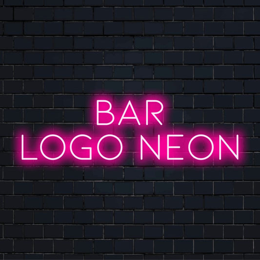 Custom LED neon logo sign with text "Bar Logo Neon"