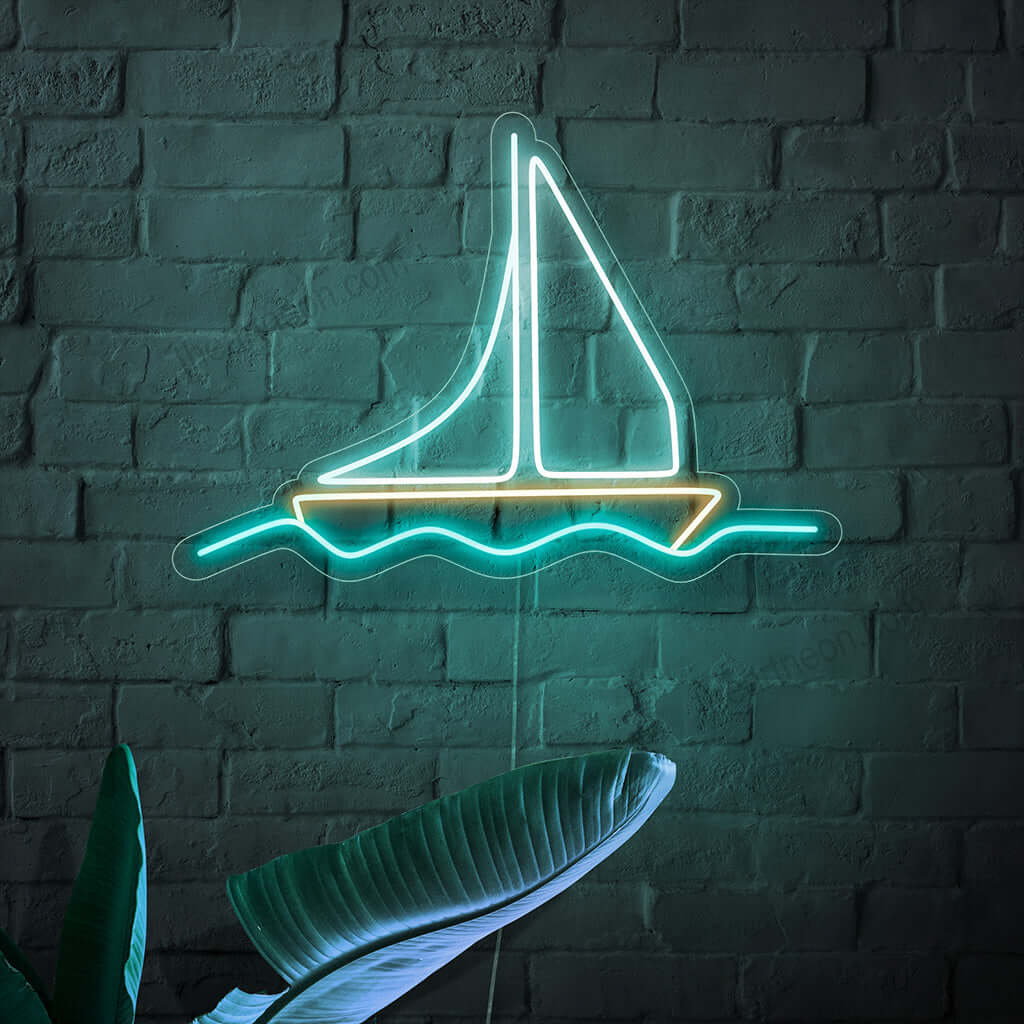 "Boat Neon Sign" - A nautical neon light featuring the iconic symbol of a boat, infusing maritime charm and a sense of adventure into your living space.