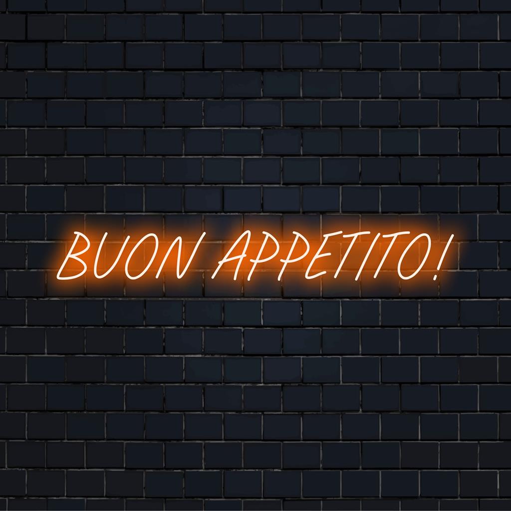 Buon Appetito! Individuelles LED-Neonschild; vielseitiges Neondekor, perfekt zum Aufhellen von Küchen oder Essbereichen.