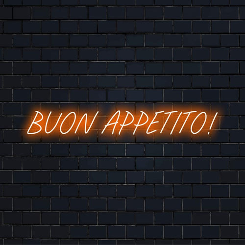 Buon Appetito! Individuelles LED-Neonschild; vielseitiges Neondekor, perfekt zum Aufhellen von Küchen oder Essbereichen.