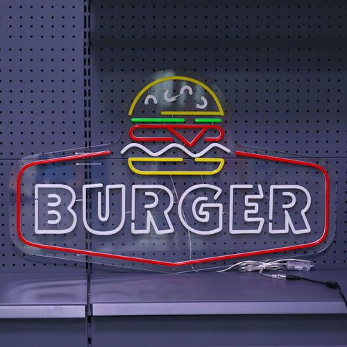 BURGER – Burgersymbol und Schildumriss – LED-Leuchtschild