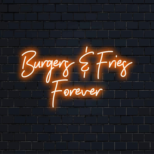 Stylish neon sign with a burger and fries design, perfect for unique decor – custom LED neon light art at its best.
