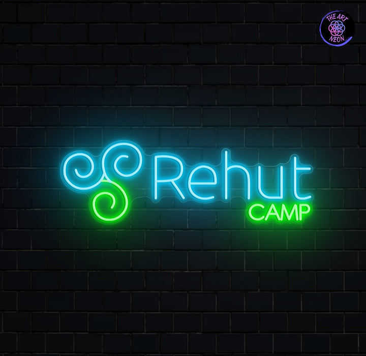 Beispielhafter Designentwurf eines zweifarbigen Logo-Neonschilds mit 100 × 33 cm