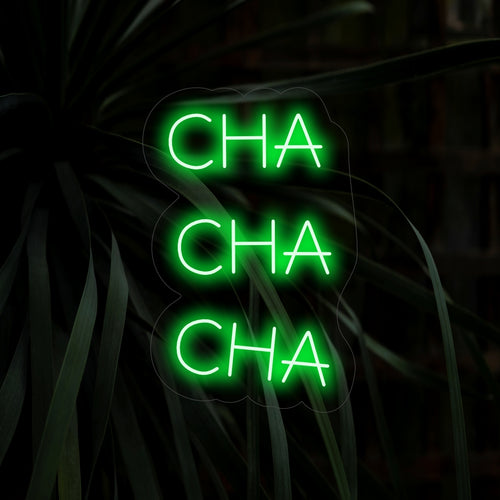 „Cha Cha Cha Neon Sign“ – Ein lebendiges und dynamisches Neonlicht mit den Worten „Cha Cha Cha“, das Ihrem Raum lebendige Energie und vom Tanz inspirierten Charme verleiht.