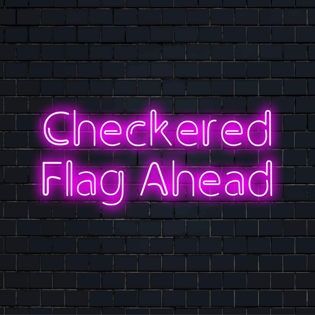 Individuelles LED-Neonschild mit Zielflaggen-Design, ideal für Rennsportbegeisterte; perfekt als auffällige Neon-Wanddekoration.