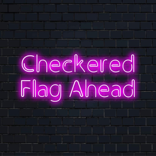 Individuelles LED-Neonschild mit Zielflaggen-Design, ideal für Rennsportbegeisterte; perfekt als auffällige Neon-Wanddekoration.