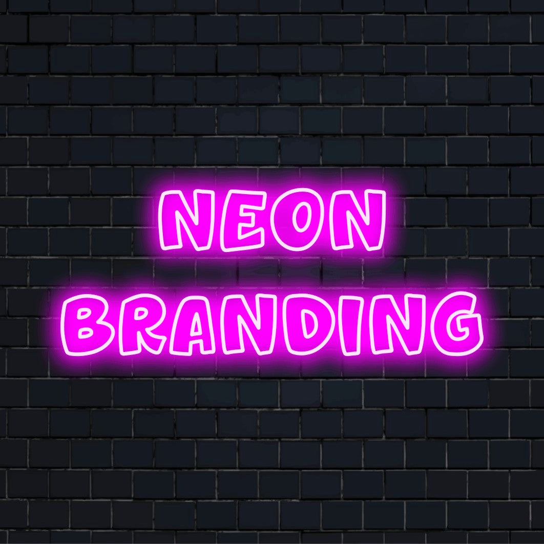 Custom LED neon logo sign with text "Neon Branding"