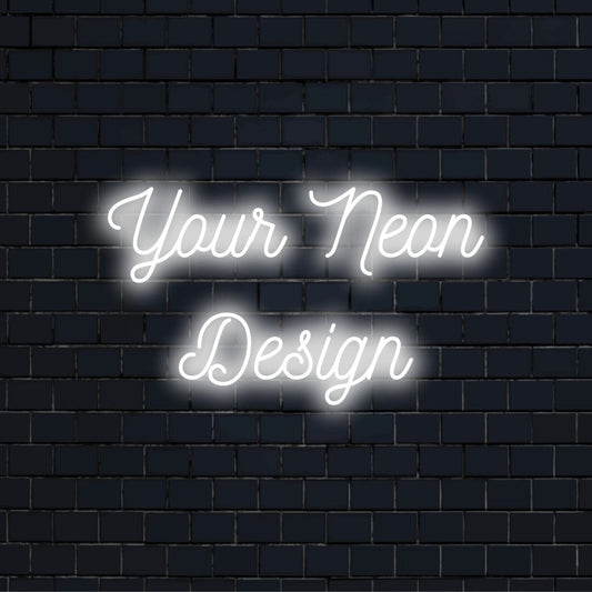 Custom LED neon text sign reading "Your Neon Design"