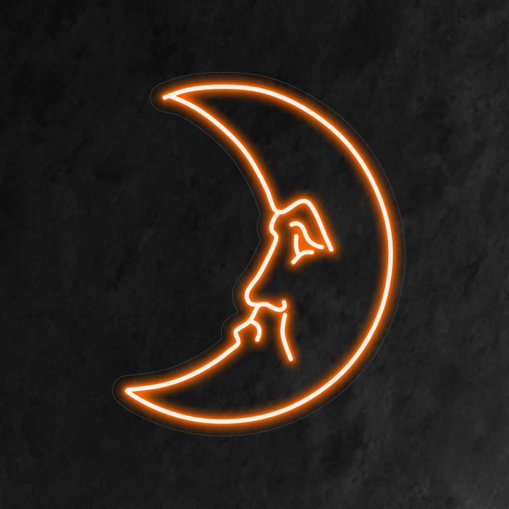 „Crescent Neon Sign“ – Ein himmlisches und elegantes Neonlicht, das das ikonische Halbmond-Design zur Schau stellt und Ihrem Raum Ruhe und bezaubernden Charme verleiht.