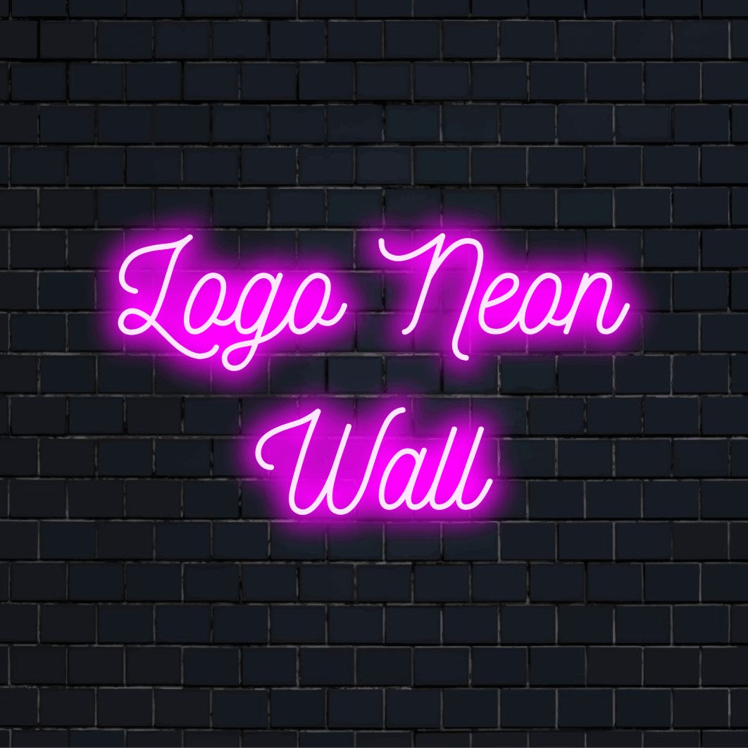 Custom LED neon logo sign with text "Logo Neon Wall"