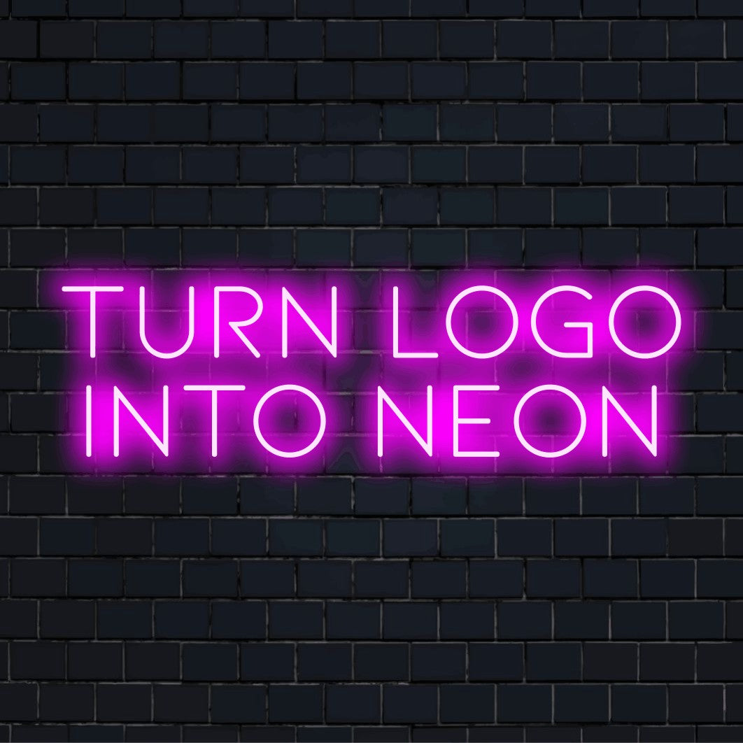 Custom LED neon logo sign with text "Turn Logo into Neon"
