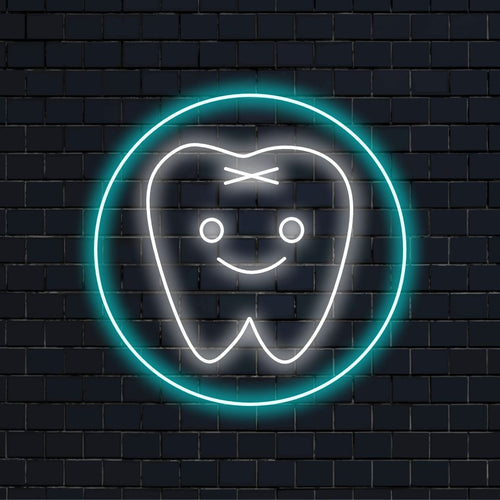 "Cute Tooth Neon Sign" lights up with a neon glow, infusing your dental clinique space with a playful and friendly ambience, ideal for creating a welcoming atmosphere for kids.