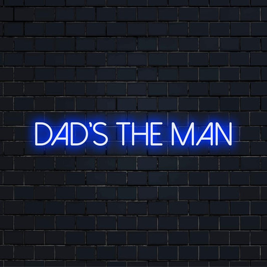 Leuchtendes „Dad's The Man“-Neonschild, perfekt für eine individuelle Dekoration; ideale Mischung aus individuellem LED-Design und lebendiger Lichtkunst.