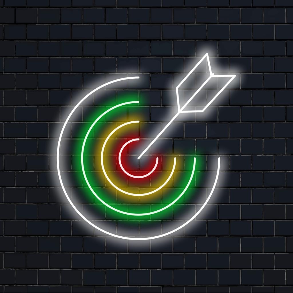 Maßgefertigtes LED-Neonschild mit lebendigem Darts-Text, perfekt für die Dekoration einer Sportbar oder eine personalisierte Neonatmosphäre.