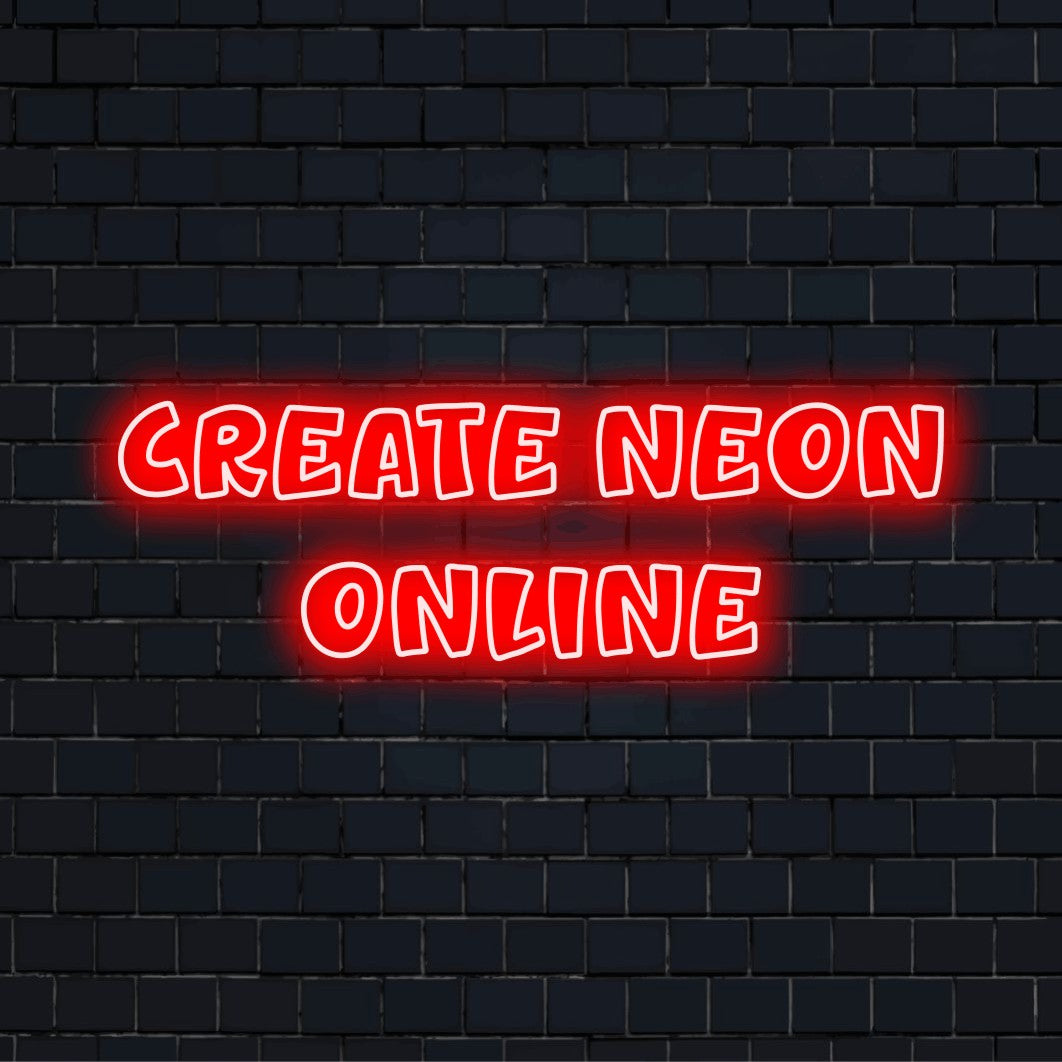 Custom LED neon text sign reading "Create Neon Online"