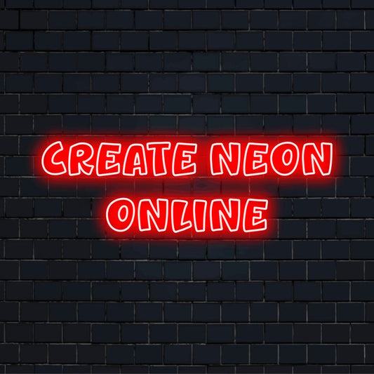 Custom LED neon text sign reading "Create Neon Online"