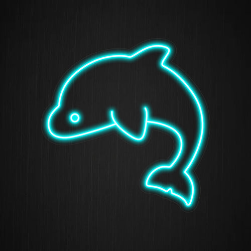 „Dolphin Neon Sign“ leuchtet mit einem verspielten Schein und erfüllt Ihren Raum mit der Freude und Eleganz dieser Meerestiere und ist somit ideal für Meeresliebhaber und Umgebungen mit Meeresthema.