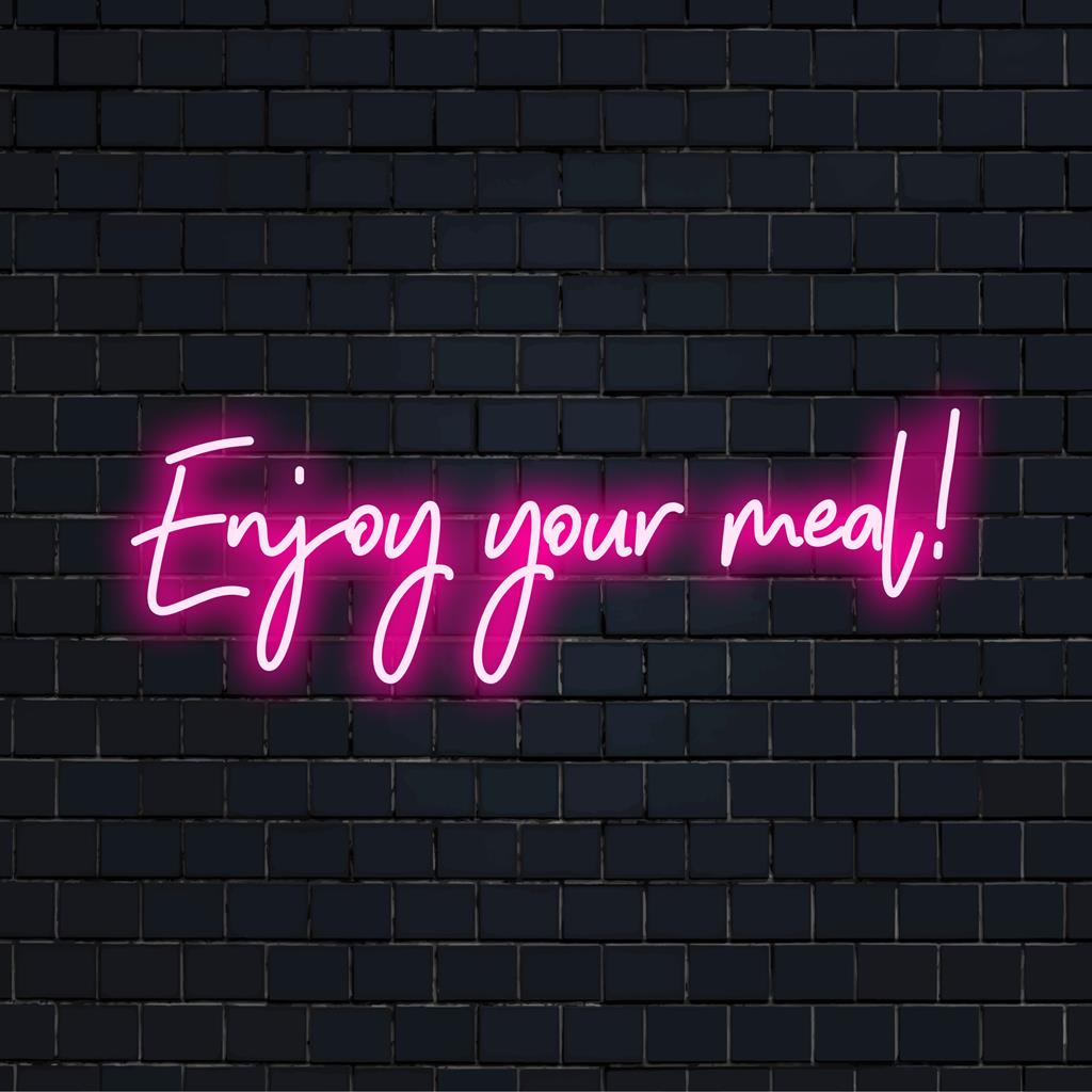LED-Neonschild mit der Aufschrift „Guten Appetit!“ Perfekt, um Essbereichen Wärme und Charme zu verleihen, individuell für Sie angefertigt.