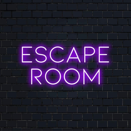 Vibrant custom LED neon sign reading 'Escape Room,' perfect for unique neon wall art and personalized room decor.