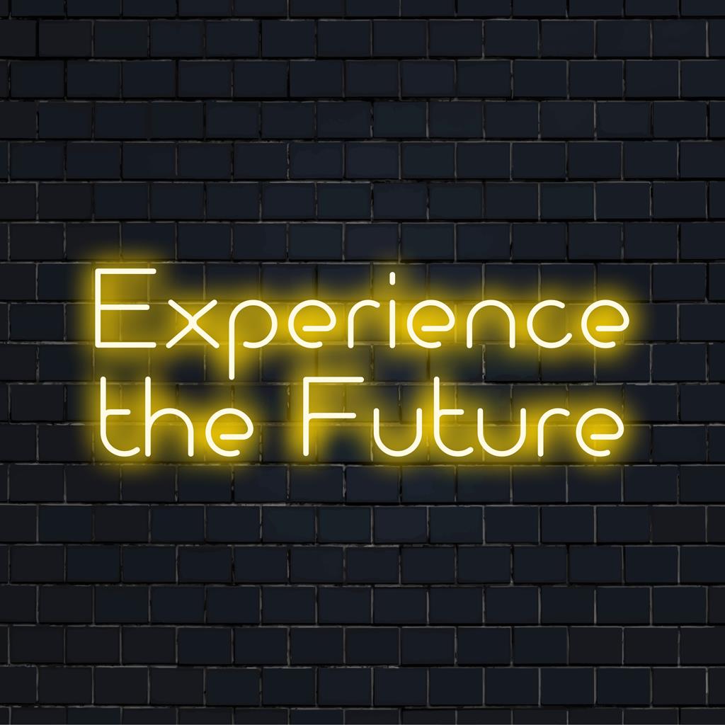 Experience The Future: Custom made LED neon sign, blending innovative art in vibrant light; perfect accent for any space.