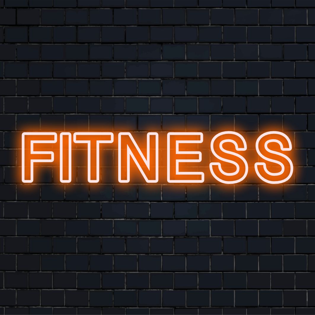 Fitness-Neonschild mit inspirierenden Worten oder Symbolen; ideal für Fitnessstudios oder als Heimdekoration. Individuelle LED-Neonlichtkunst.
