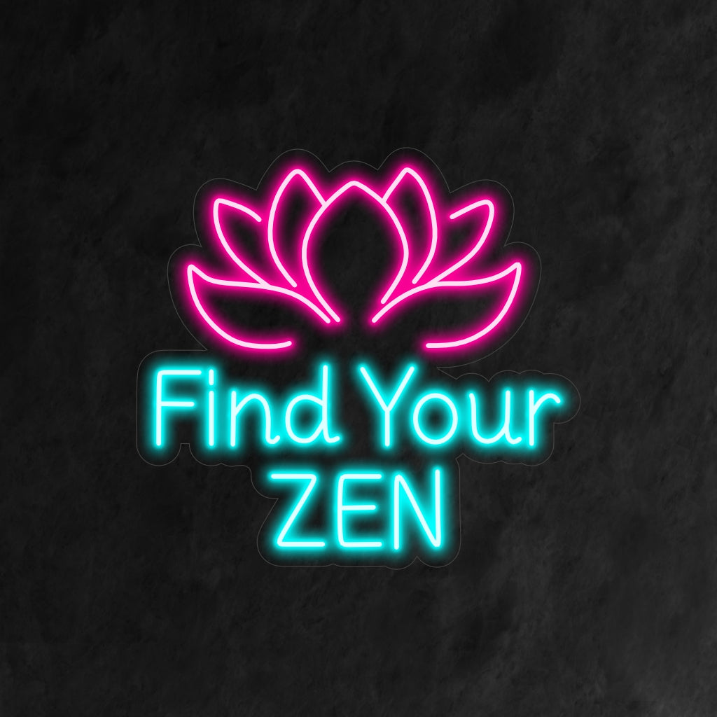 Das Neonschild „Find Your Zen“ leuchtet ruhig und ist ideal für Meditationsräume und Yogastudios, verleiht eine heitere Note und fördert die Entdeckung des inneren Friedens.