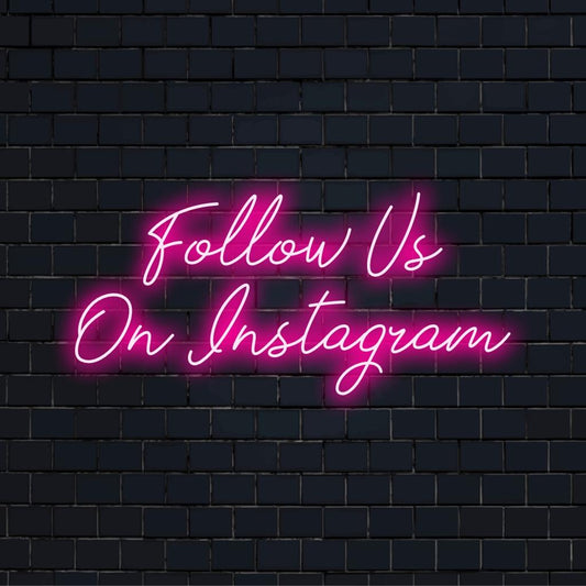 Custom LED neon light with Follow Us On Instagram text, ideal for branding decor and adding a modern touch to any space.