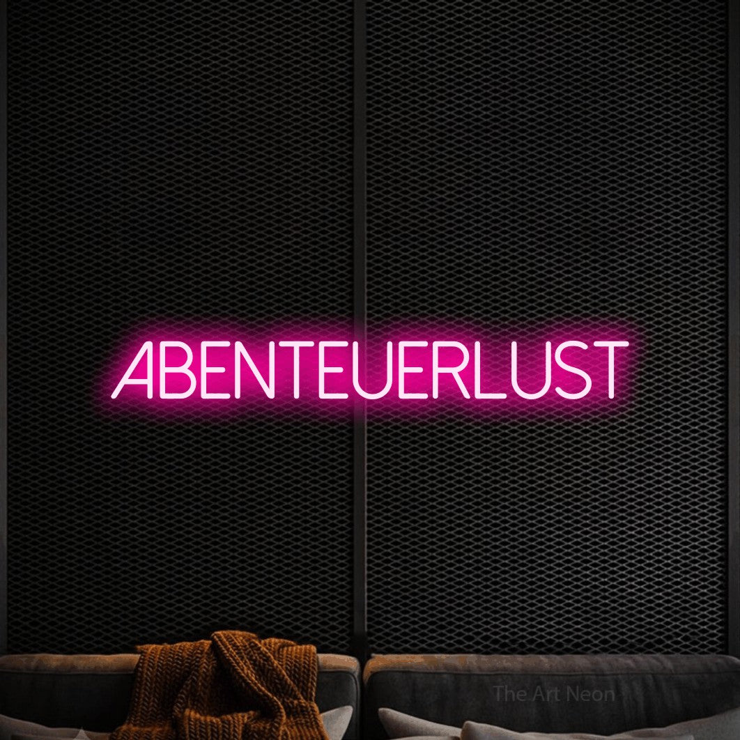 LED neon sign reading “abenteuerlust”, arranged in a single line.