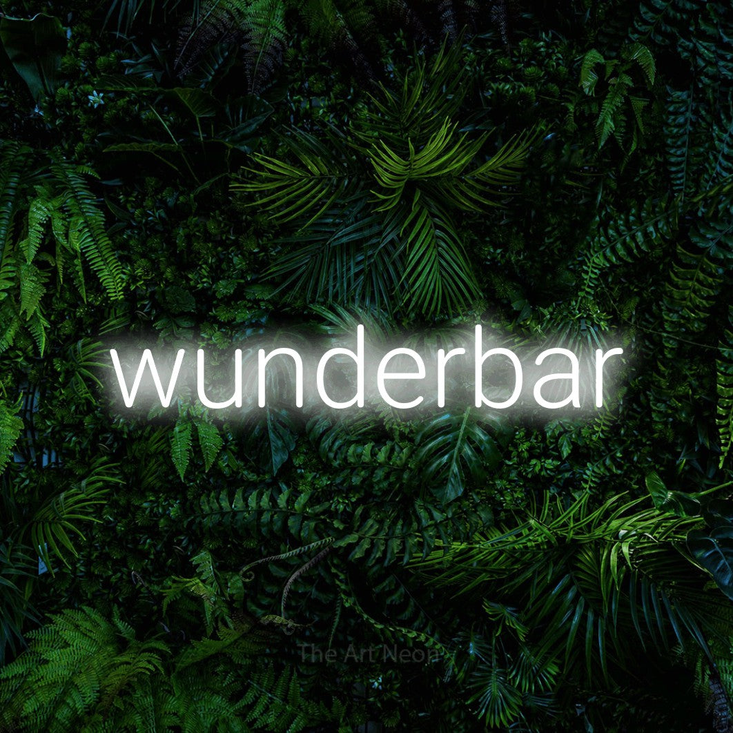 LED neon sign reading “wunderbar”, arranged in a single line.
