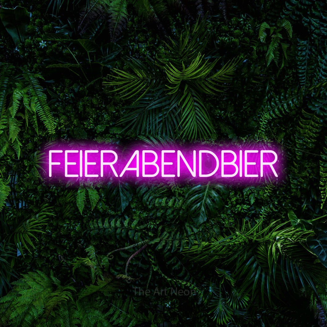 LED neon sign reading “Feierabendbier”, arranged in a single line.