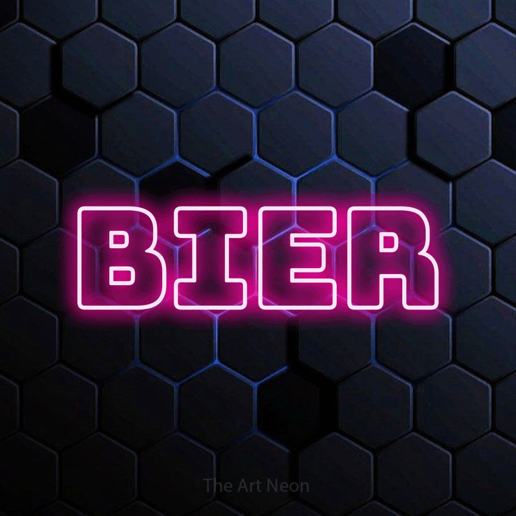 LED neon sign reading “bier”, arranged in a single line.