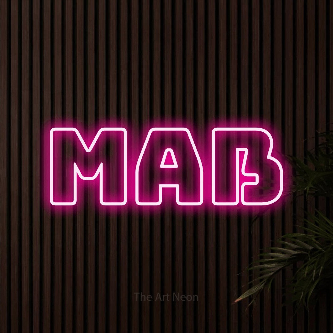 LED neon sign reading “maß”, arranged in a single line.