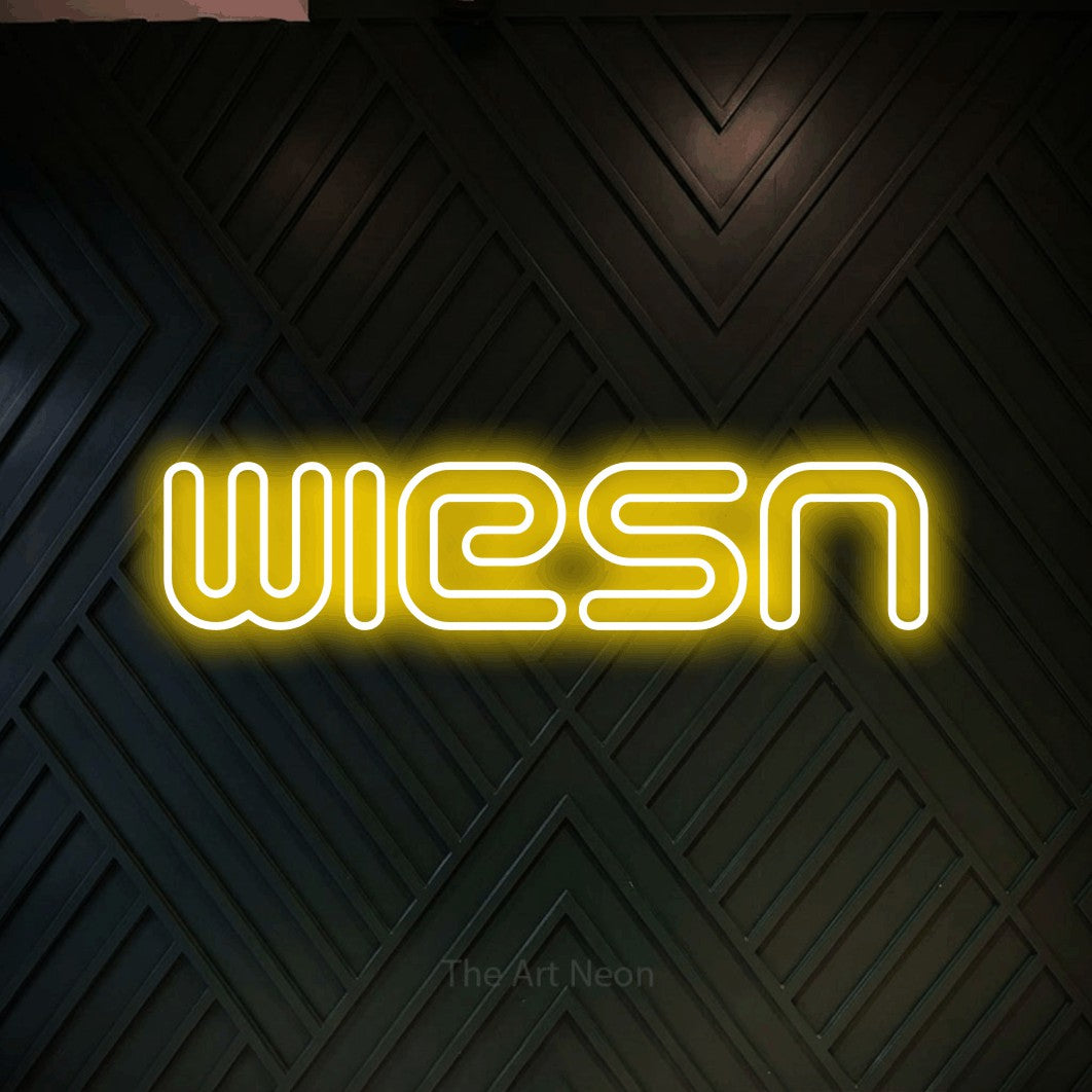 LED neon sign reading “wiesn”, arranged in a single line.