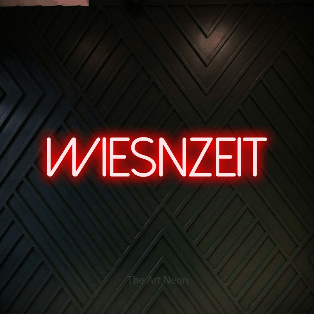 LED neon sign reading “wiesnzeit”, arranged in a single line.