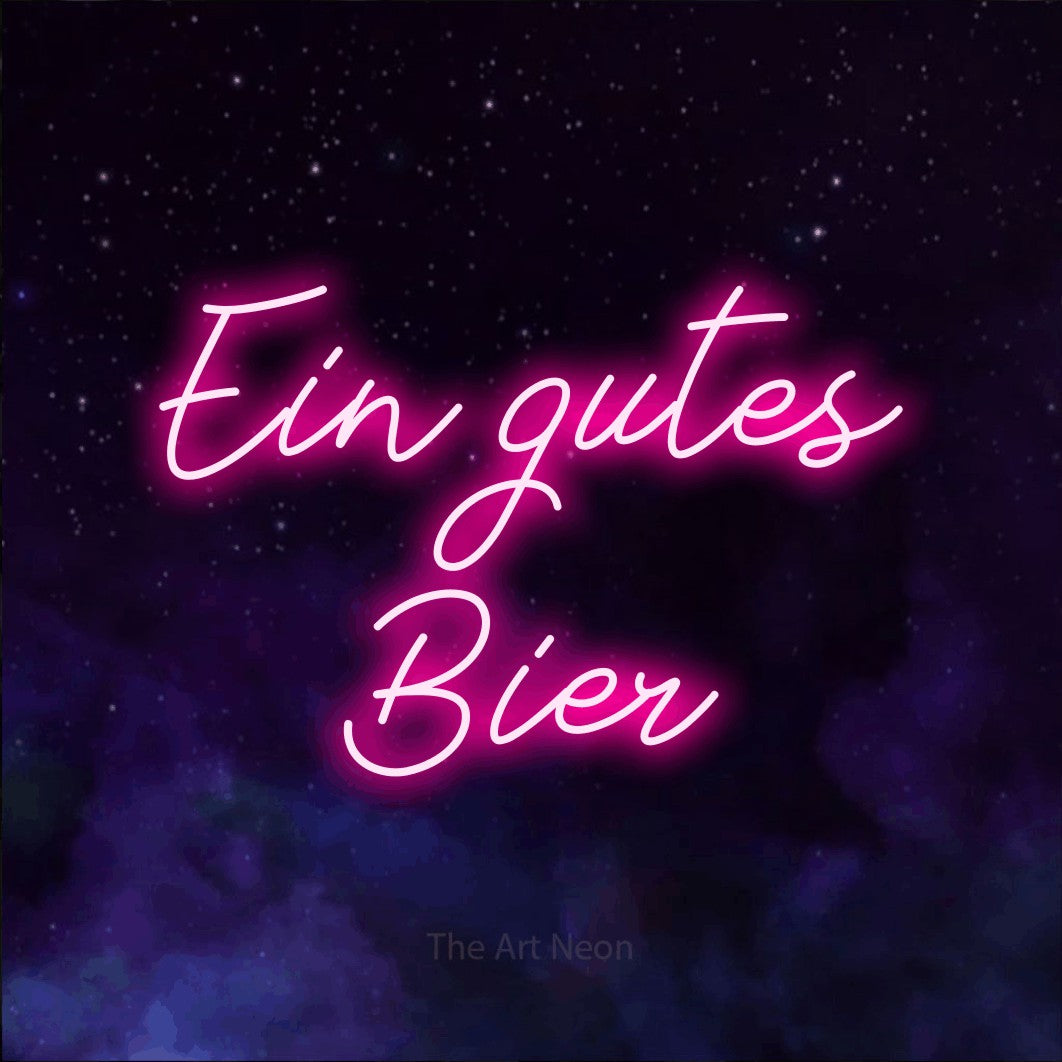LED neon sign displaying “Ein gutes Bier”.