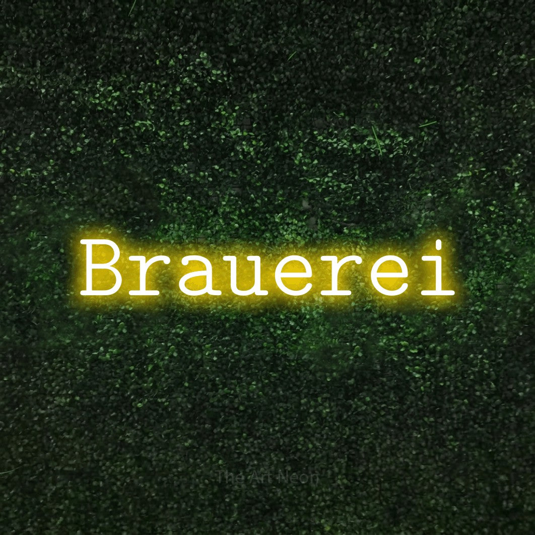 LED neon sign reading “Brauerei”, arranged in a single line.