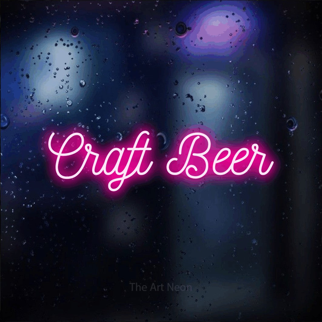 LED neon sign reading “Craft Beer”, arranged in a single line.