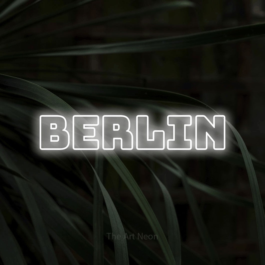 LED neon sign reading “berlin”, arranged in a single line.