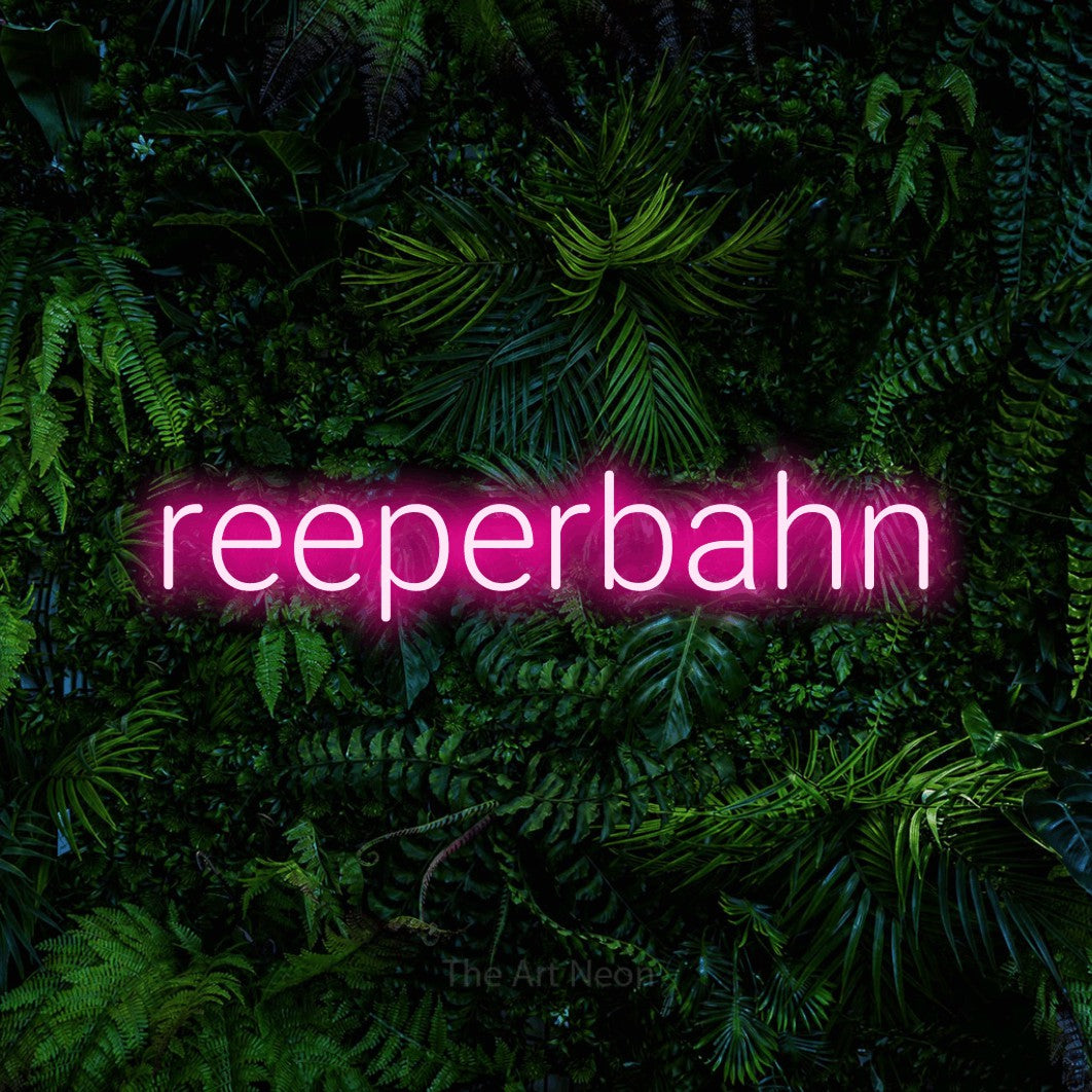 LED neon sign reading “reeperbahn”, arranged in a single line.