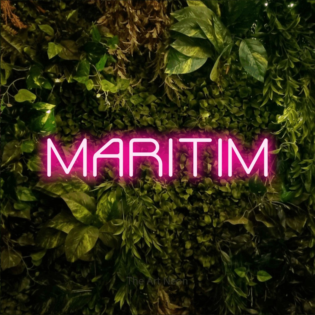LED neon sign reading “MARITIM”, arranged in a single line.