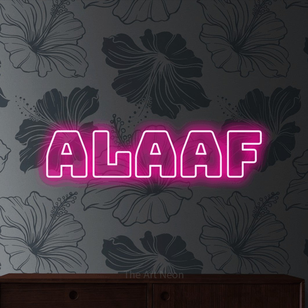 LED neon sign reading “Alaaf”, arranged in a single line.