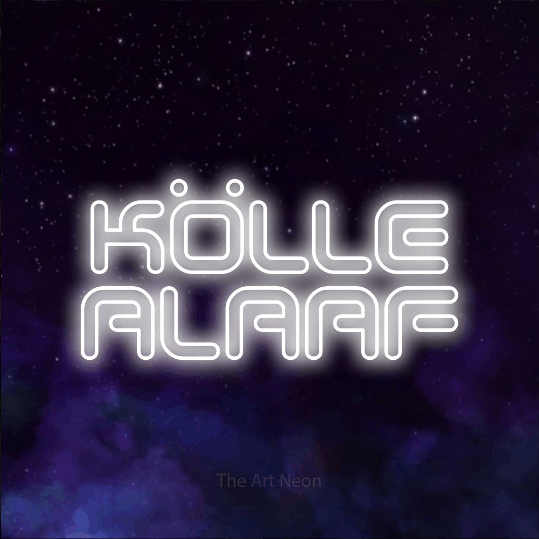 LED neon sign reading “KÖLLE ALAAF”, arranged in 2 lines.
