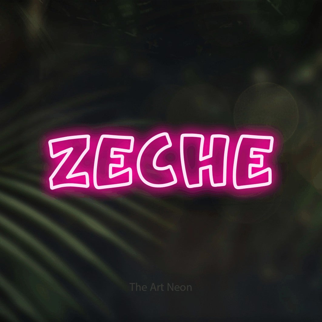 LED neon sign reading “Zeche”, arranged in a single line.