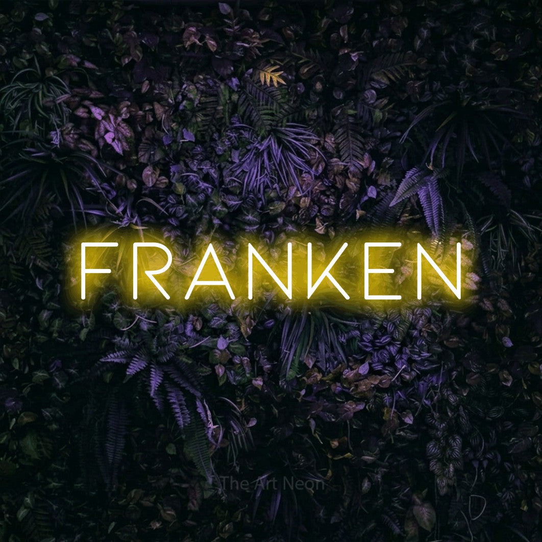 LED neon sign reading “Franken”, arranged in a single line.