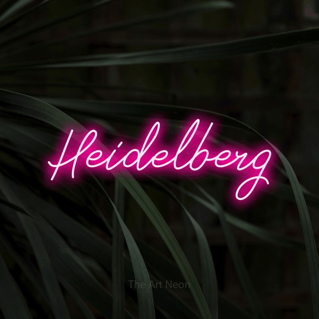 LED neon sign reading “Heidelberg”, arranged in a single line.