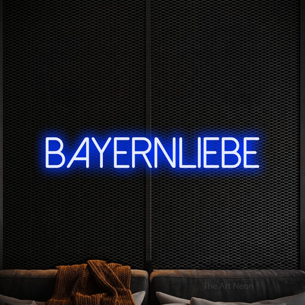 LED neon sign reading “Bayernliebe”, arranged in a single line.