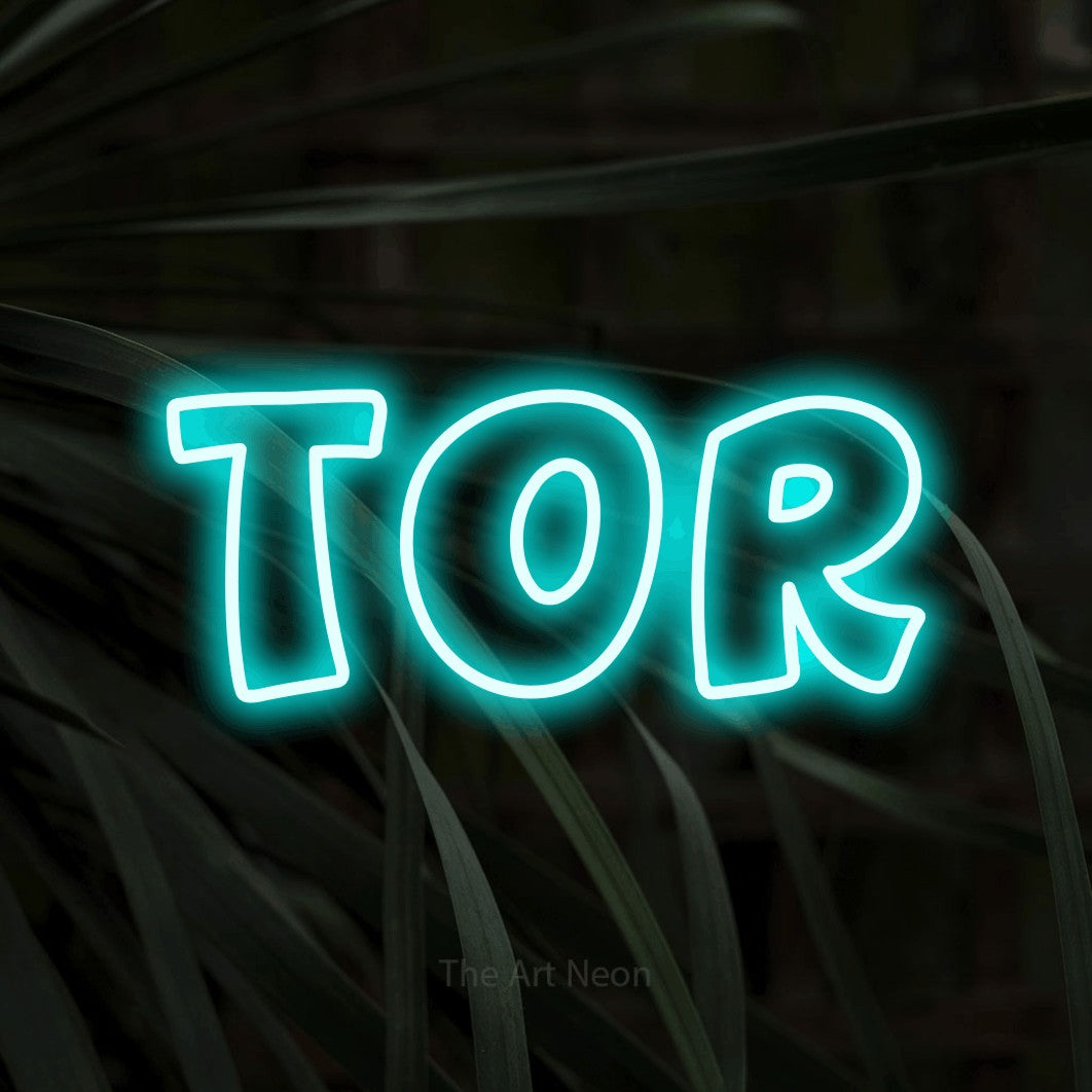 LED neon sign reading “Tor”, arranged in a single line.